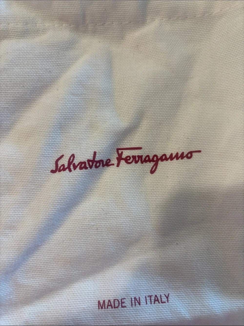 Salvatore Ferragamo White & Red Logo Drawstring Bag
